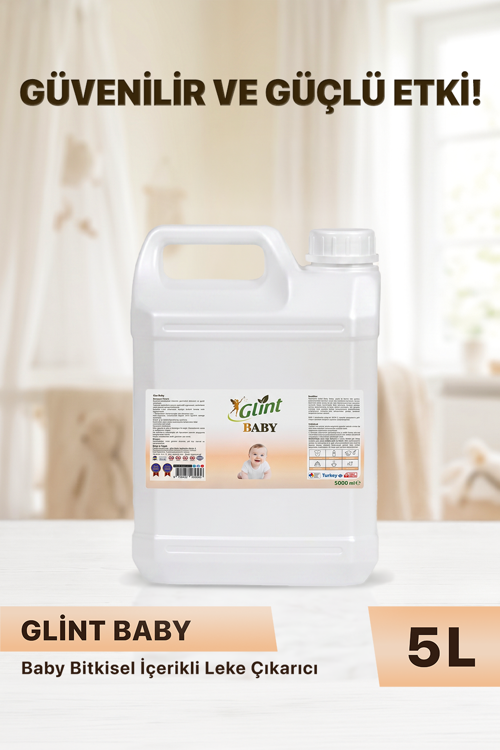 Glint Baby 5 L Bitkisel İçerikli Bebek Çamaşır Leke Çıkarıcı Büyük Boy