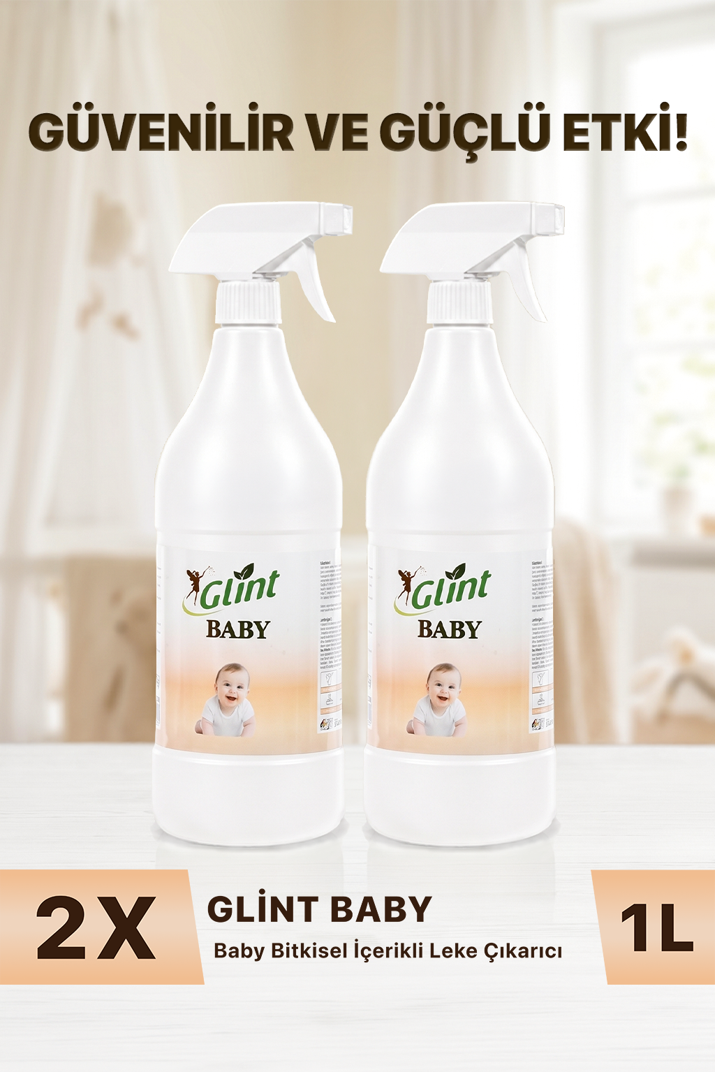 Glint Baby 2x1 L Bitkisel İçerikli Bebek Çamaşır Leke Çıkarıcı İkili Paket