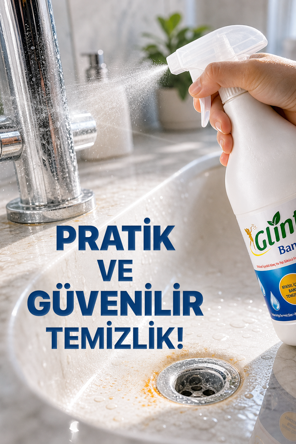 Glint Banyo 1 Litre Bitkisel İçerikli Kireç Pas ve Sabun Artığı Temizleyici