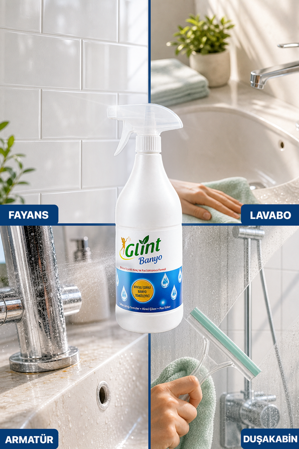 Glint Banyo 1 Litre Bitkisel İçerikli Kireç Pas ve Sabun Artığı Temizleyici