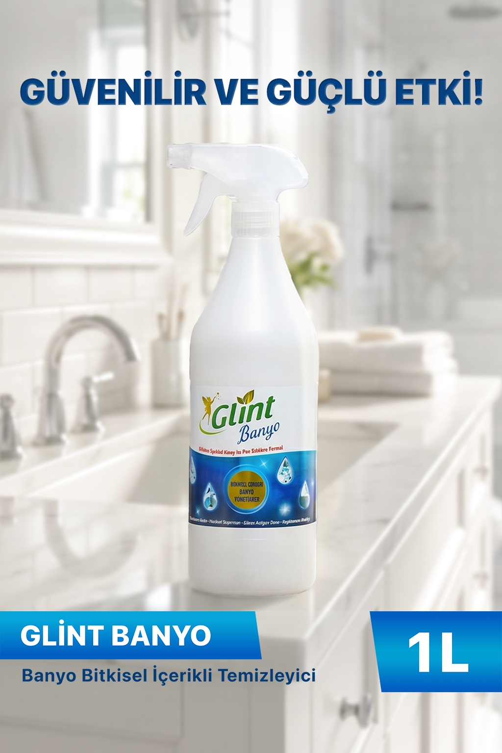 Glint Banyo 1 Litre Bitkisel İçerikli Kireç Pas ve Sabun Artığı Temizleyici