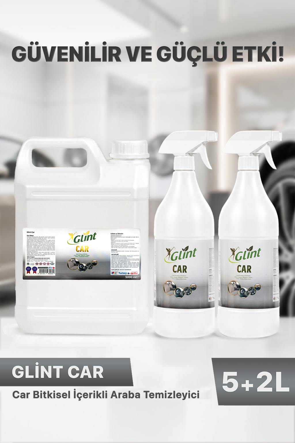 Car 5 L + 2x1 L Bitkisel İçerikli Oto Temizleyici Araç İç ve Dış Yüzeyler İçin