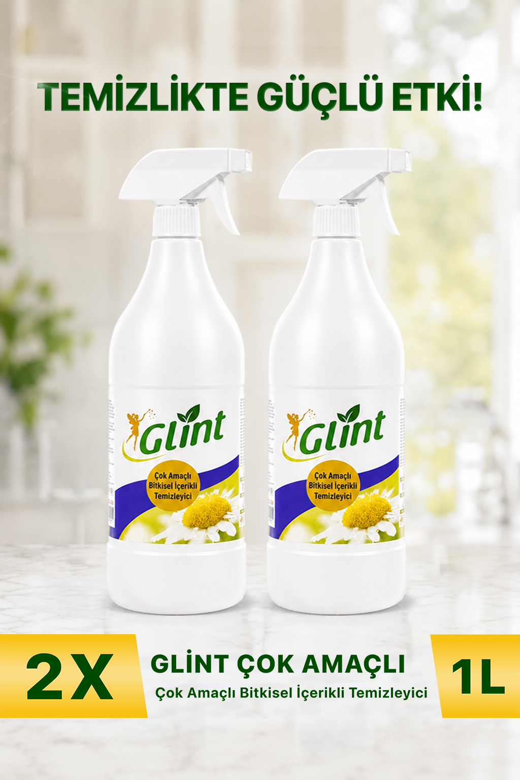 Çok Amaçlı Yüzey Temizleyici 2x1 Litre Bitkisel İçerikli Leke Yağ Temizleyici