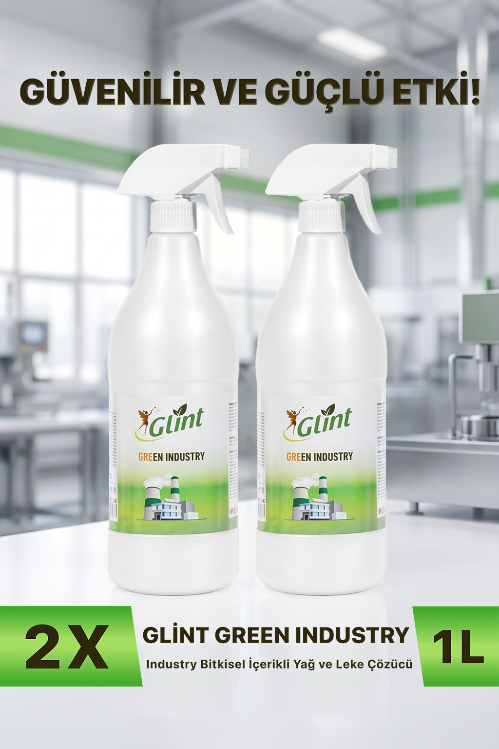 Glint Green Industry 2x1 L Endüstriyel Yağ ve Leke Temizleyici