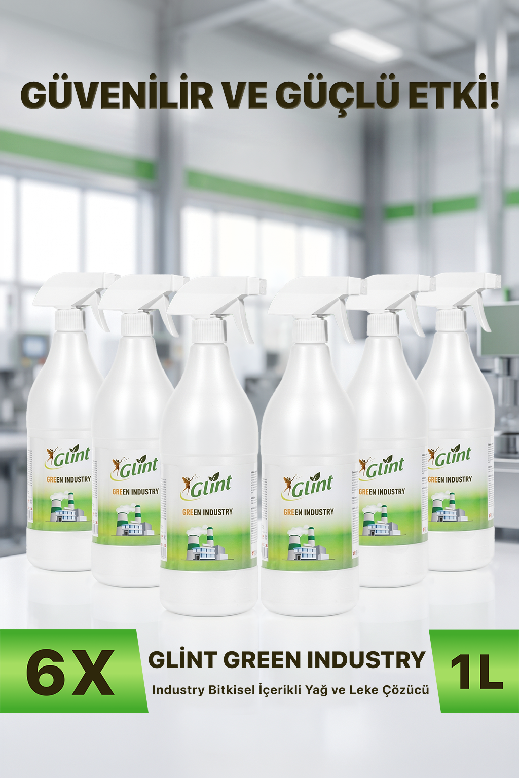 Glint Green Industry 6x1 L Endüstriyel Yağ ve Leke Temizleyici