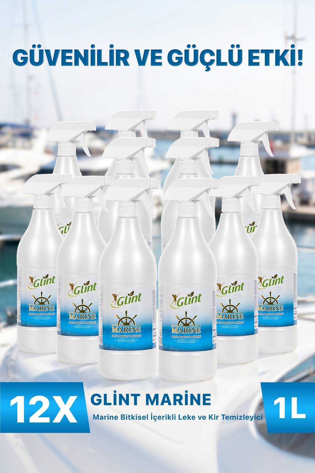 Marine 12x1 L Bitkisel İçerikli Tekne Yat ve Deniz Aracı Temizleyici
